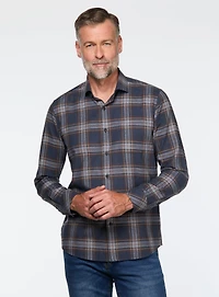 Navy and Brown Plaid Shirt