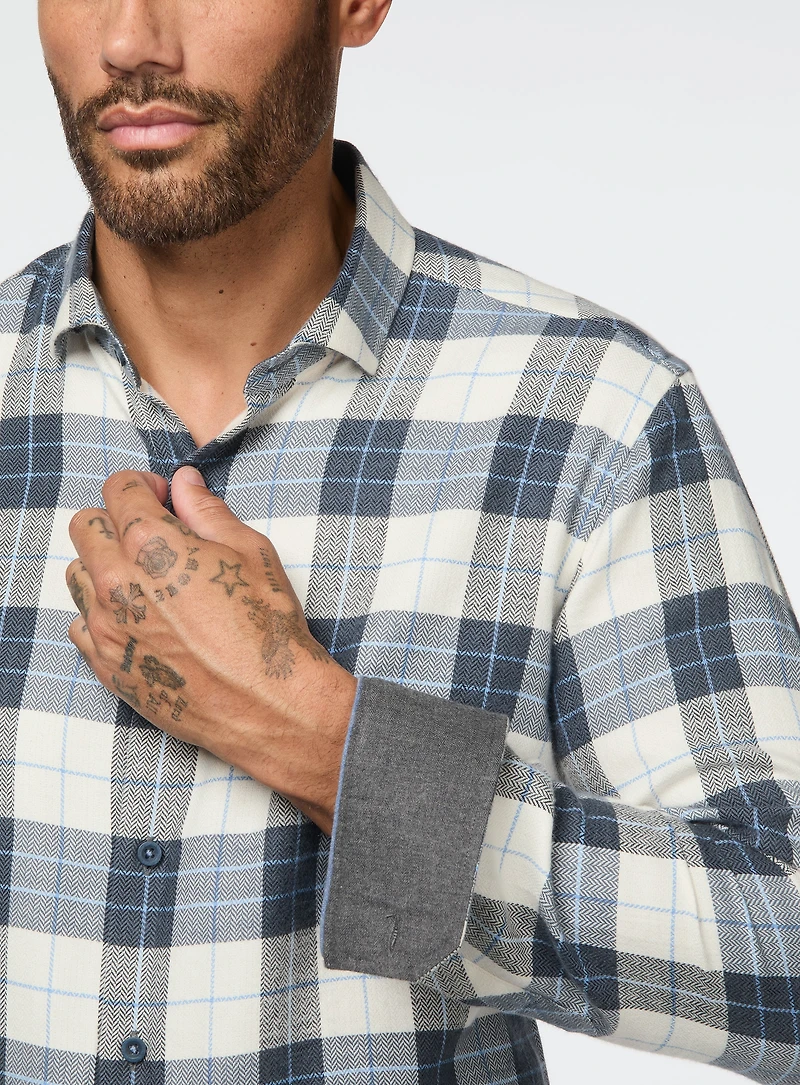 White and Blue Plaid Shirt
