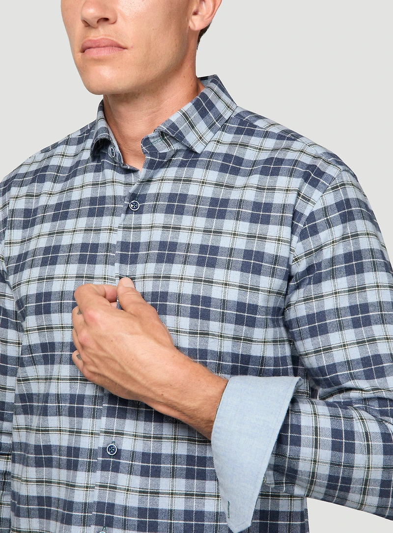 Blue Plaid Flannel Shirt