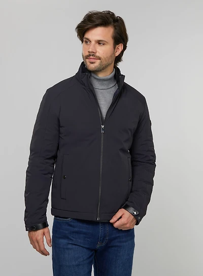 Navy Semi-Quilted Coat