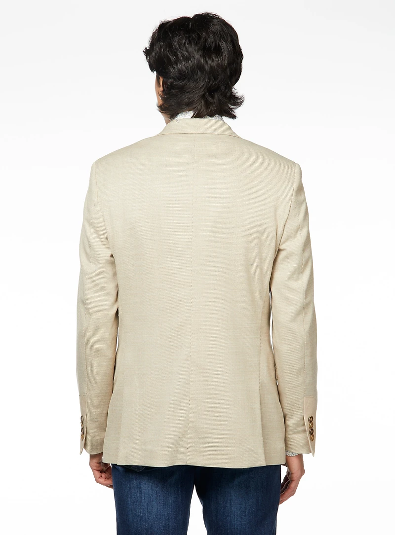 Veston beige à faux uni