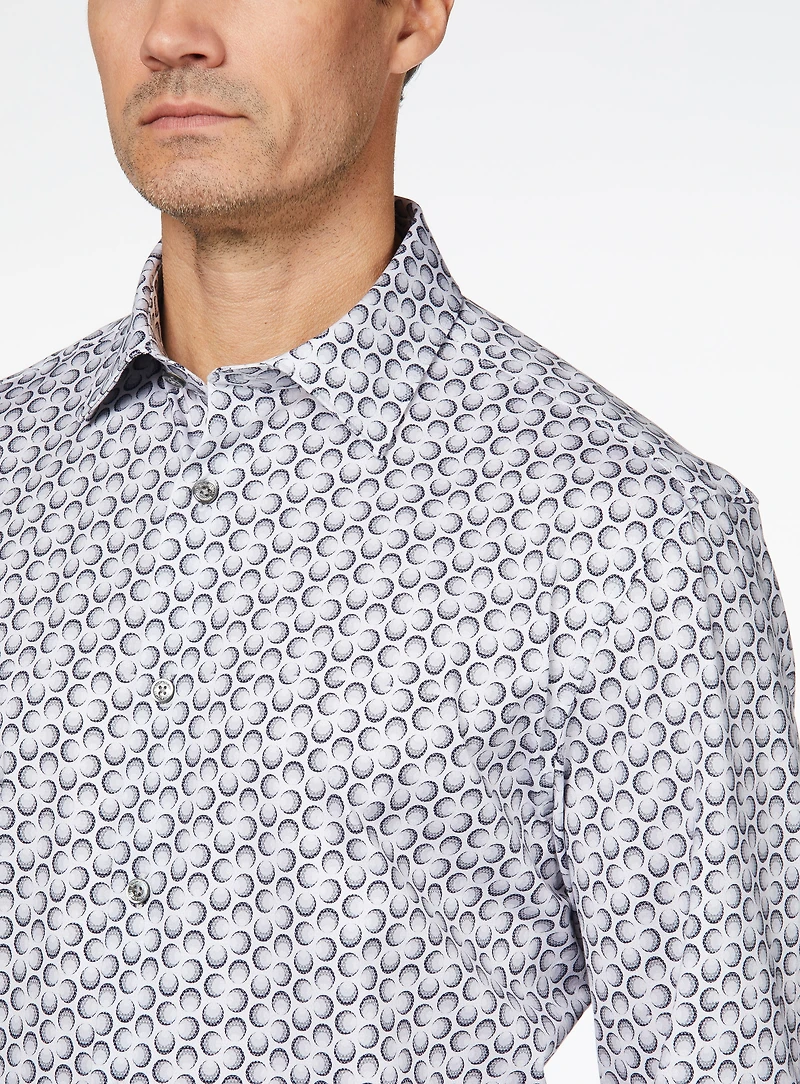 Multi Dots Print Stretch Shirt