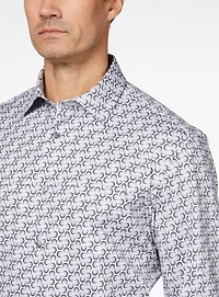 Multi Dots Print Stretch Shirt