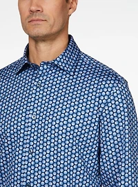Chemise extensible bleu à imprimé de points multiples