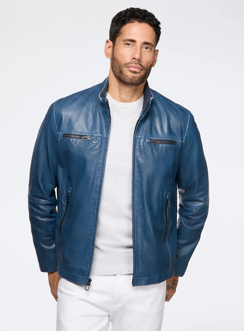 Blue Leather Jacket