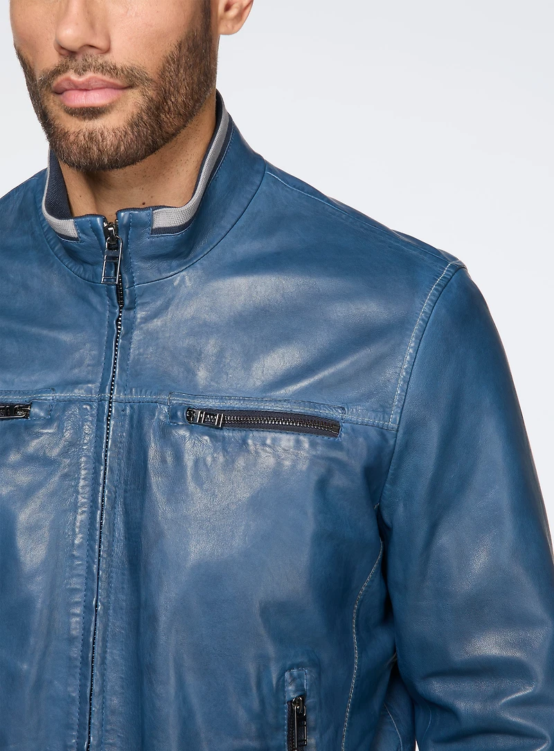 Blue Leather Jacket