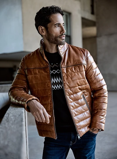 Brown Quilted Leather Jacket