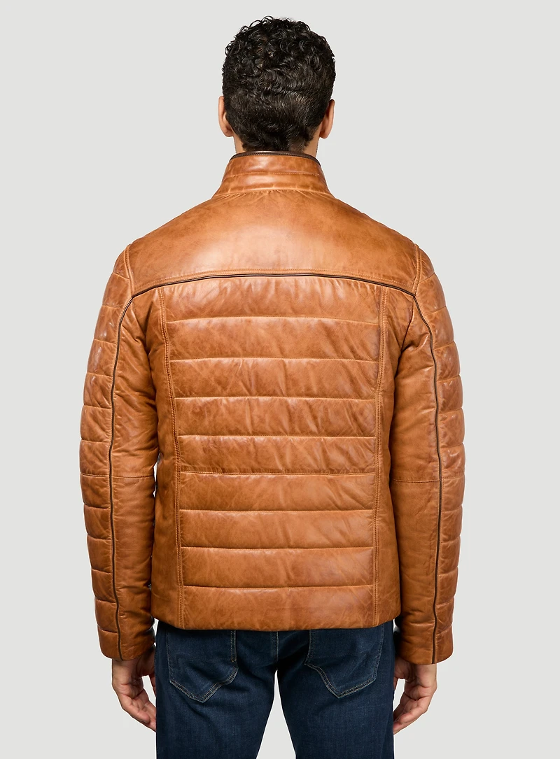 Brown Quilted Leather Jacket