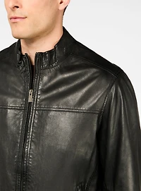 Manteau bomber en cuir