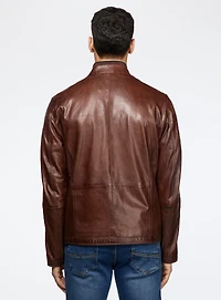 Manteau en cuir brun