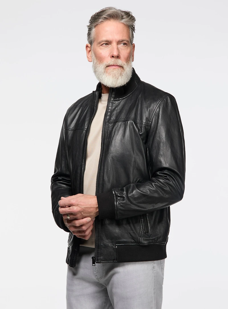 Manteau en cuir noir