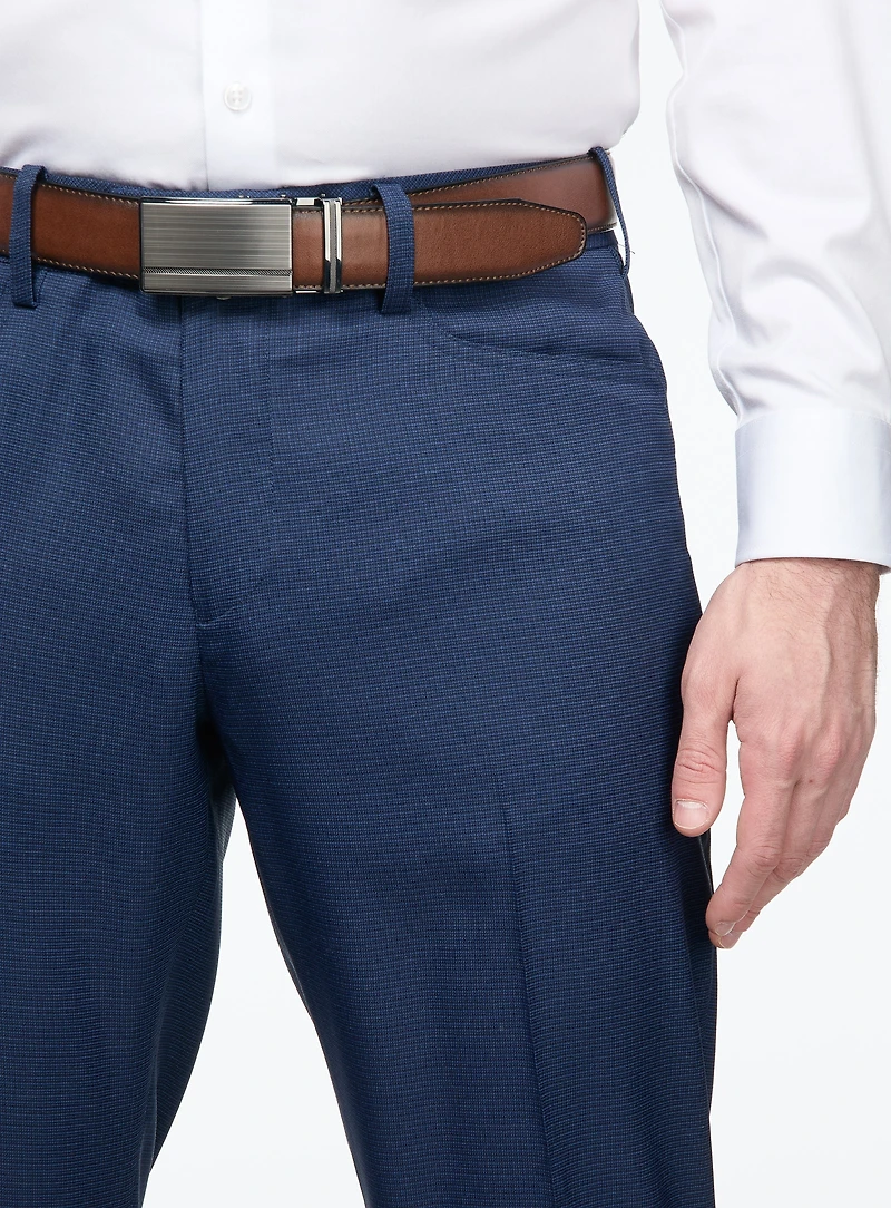 Blue Textured Dress Pants