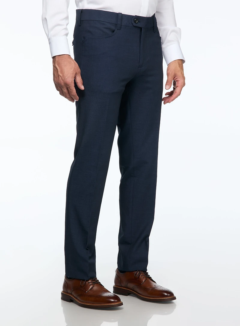 Pantalon habillé bleu à effet strié