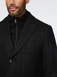 Black Subtle Plaid Overcoat