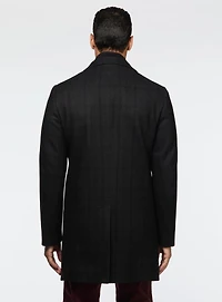 Pardessus noir à carreaux discrets