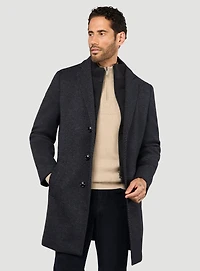 Navy Herringbone Overcoat