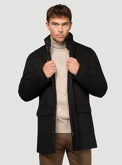 Brown Stand Collar Overcoat