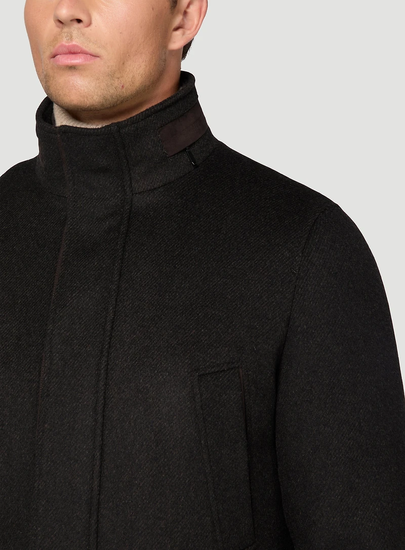 Brown Stand Collar Overcoat