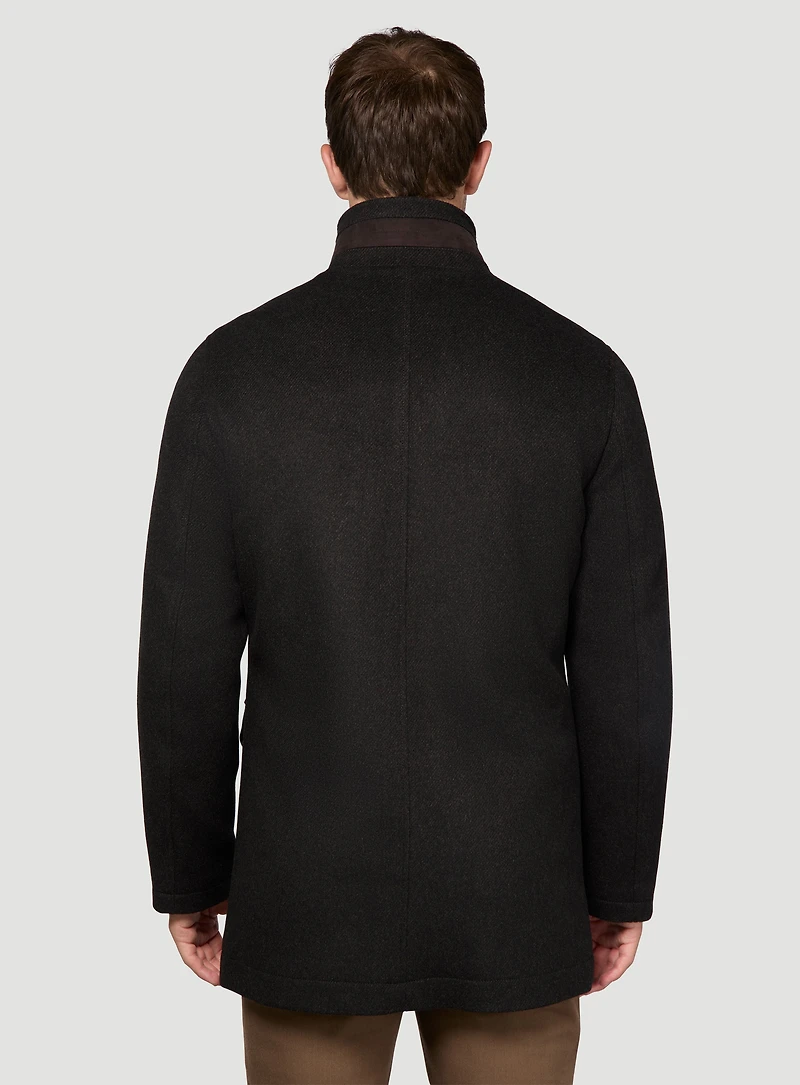 Brown Stand Collar Overcoat