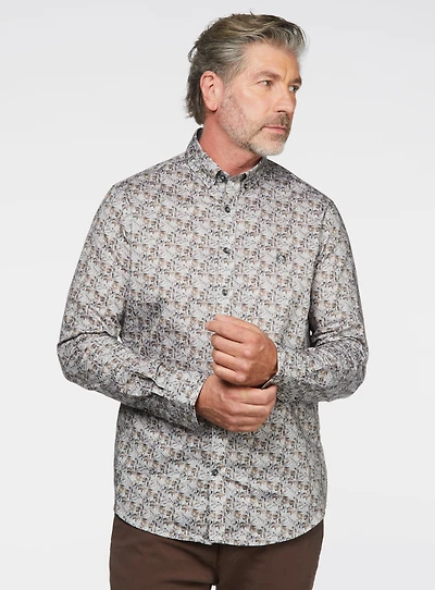 Chemise gris à fleurs