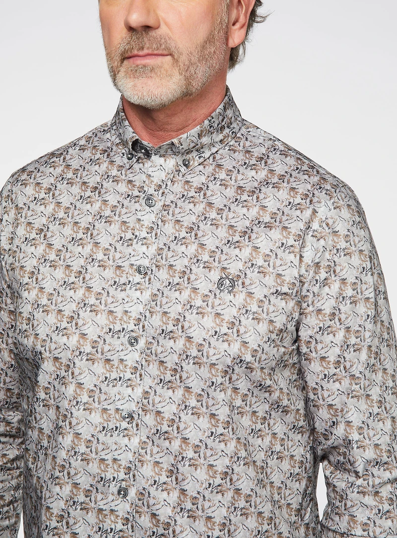 Chemise gris à fleurs