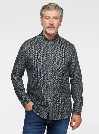 Chemise à carreaux noirs et gris