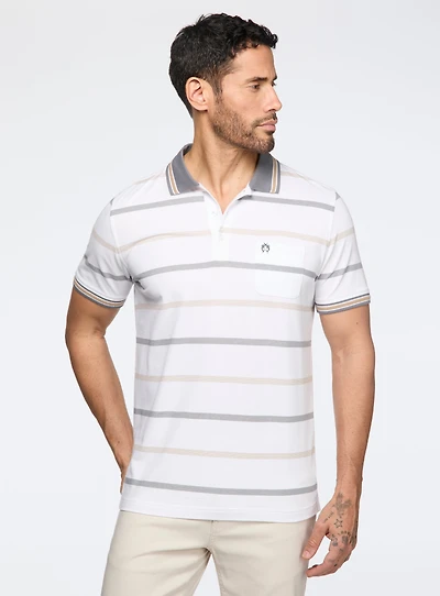 Polo blanc à rayures