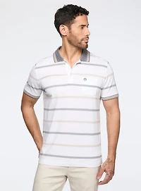 Polo blanc à rayures
