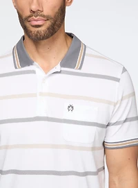 Polo blanc à rayures