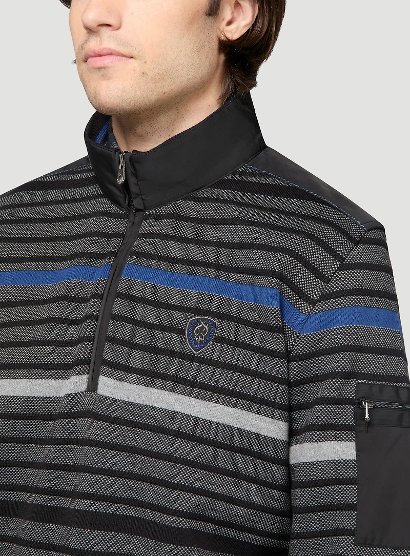 Charcoal and Blue Striped Sweater