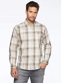 Chemise à imprimé de carreaux beiges