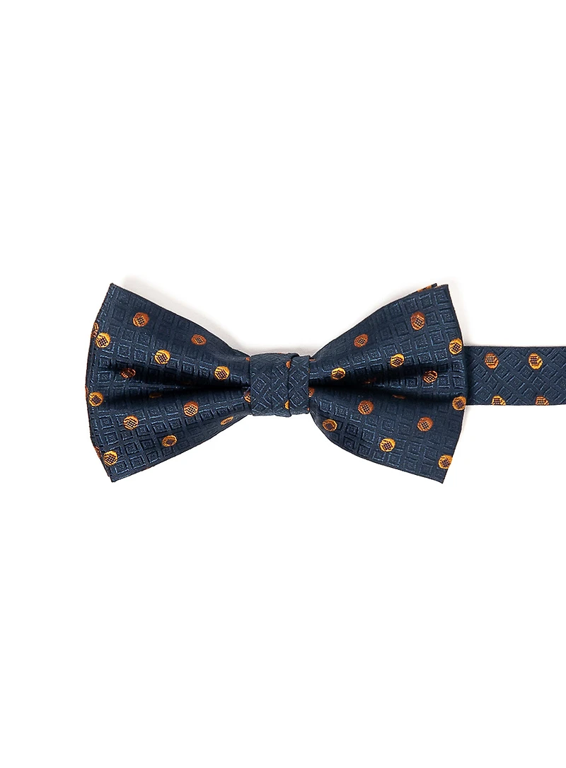Noeud papillon marine à pois cognac
