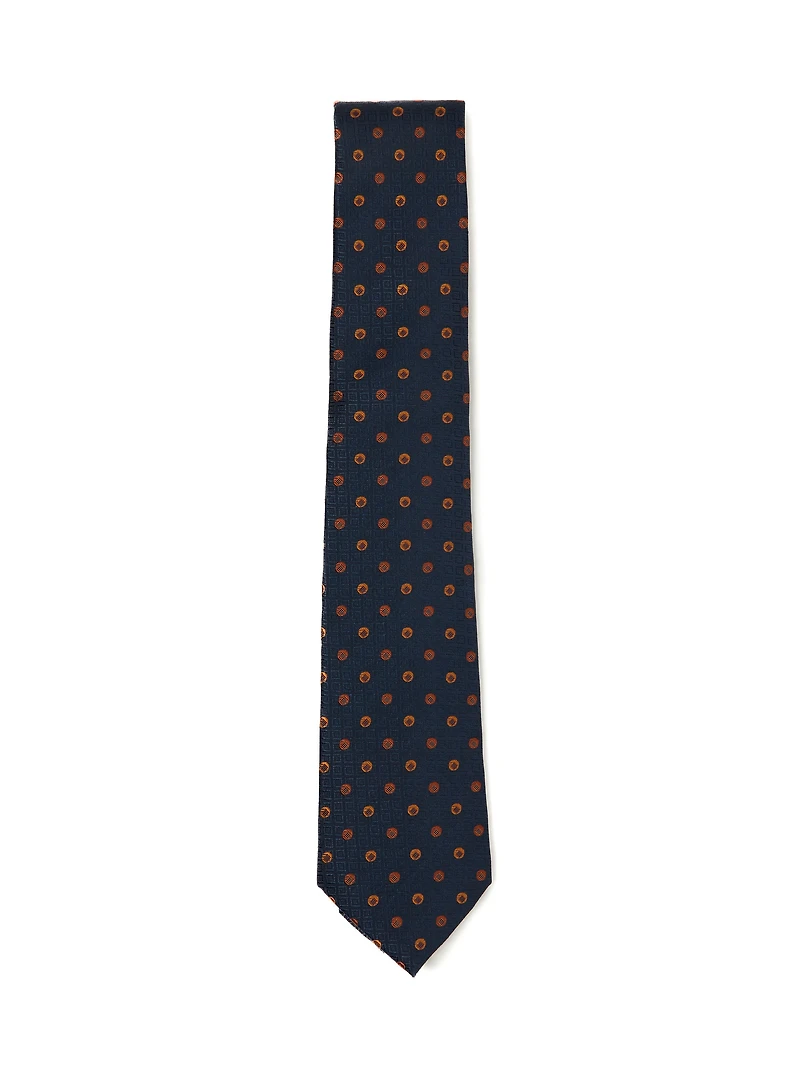 Navy Cognac Dotted Tie