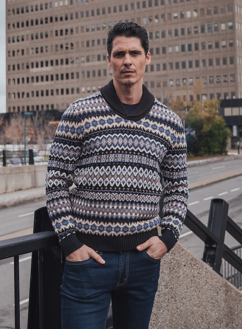 Chandail fair isle à col châle