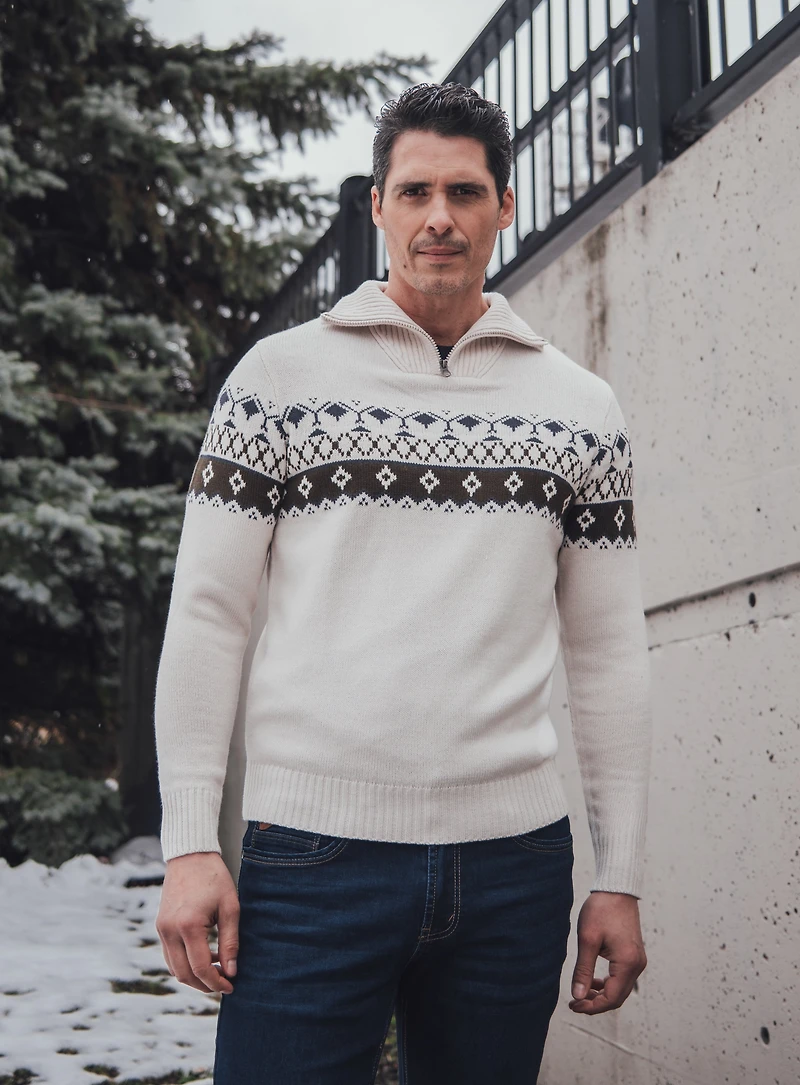 Chandail fair isle gris