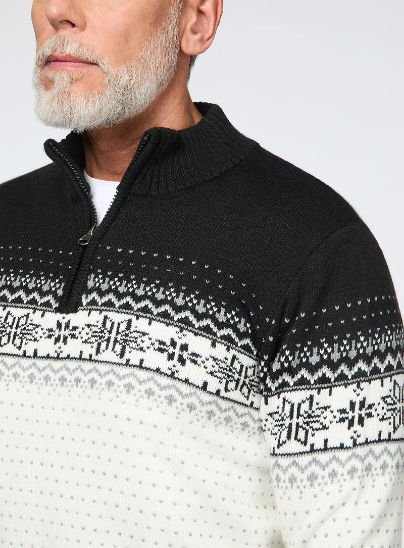 Chandail fair isle gris et noir