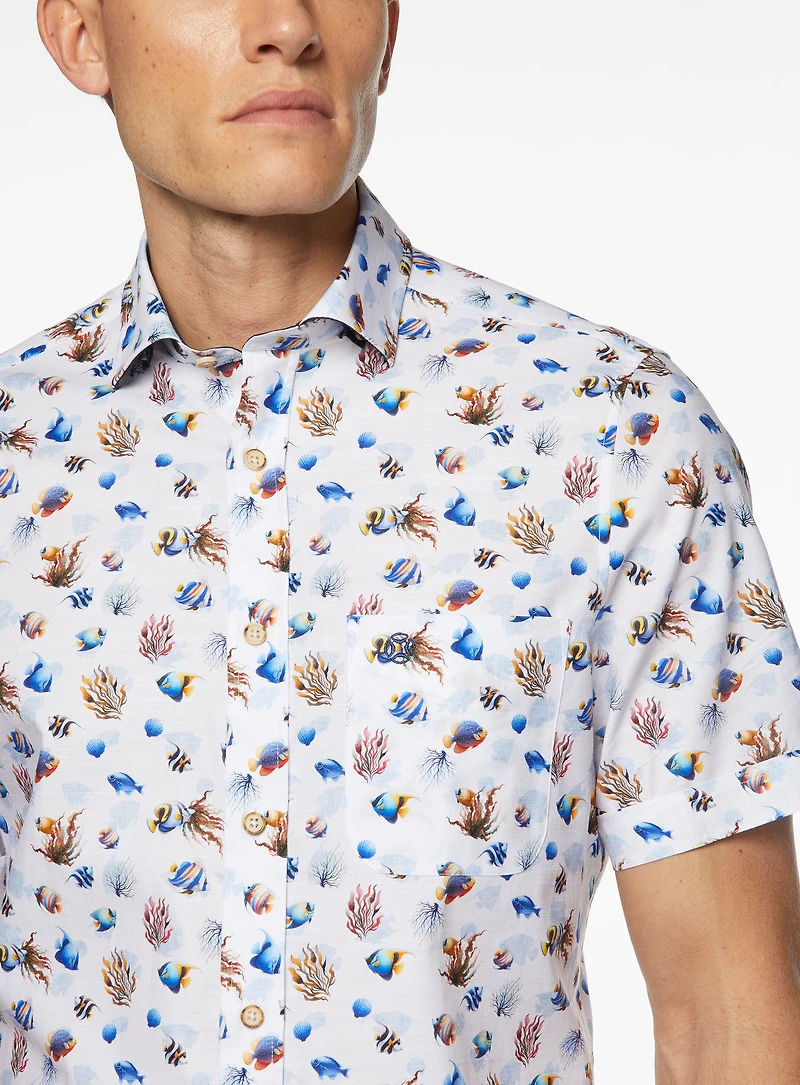 Chemise à manches courtes avec imprimé de poissons