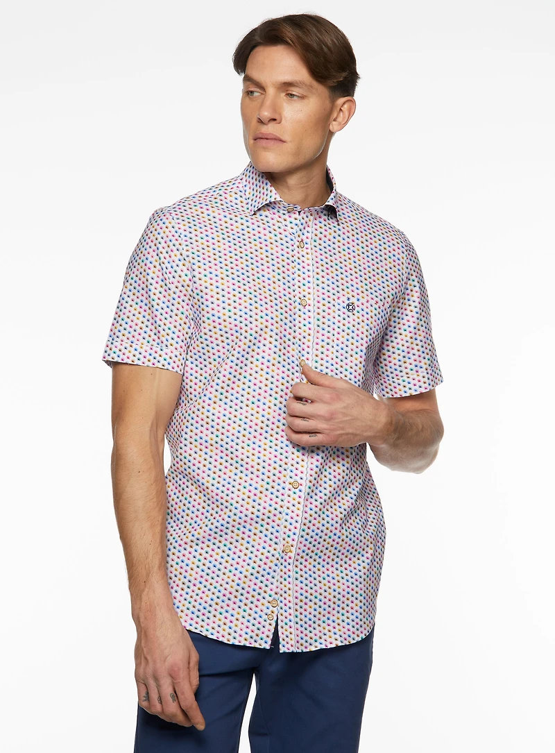 Chemise manches courtes imprimé de pissenlits