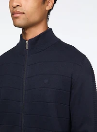 Cardigan marine à col mao