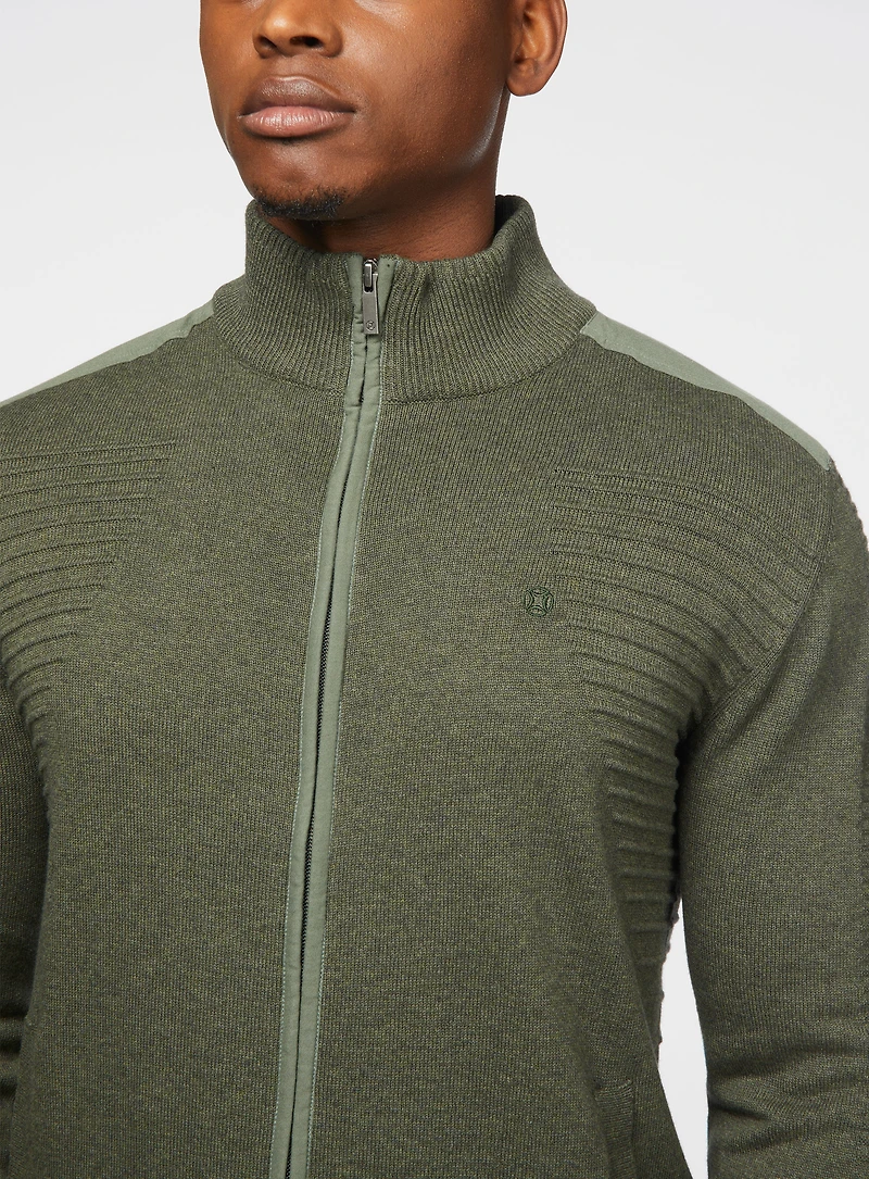 Cardigan vert en tricot côtelé