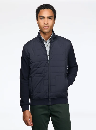 Navy Quilted Cardigan