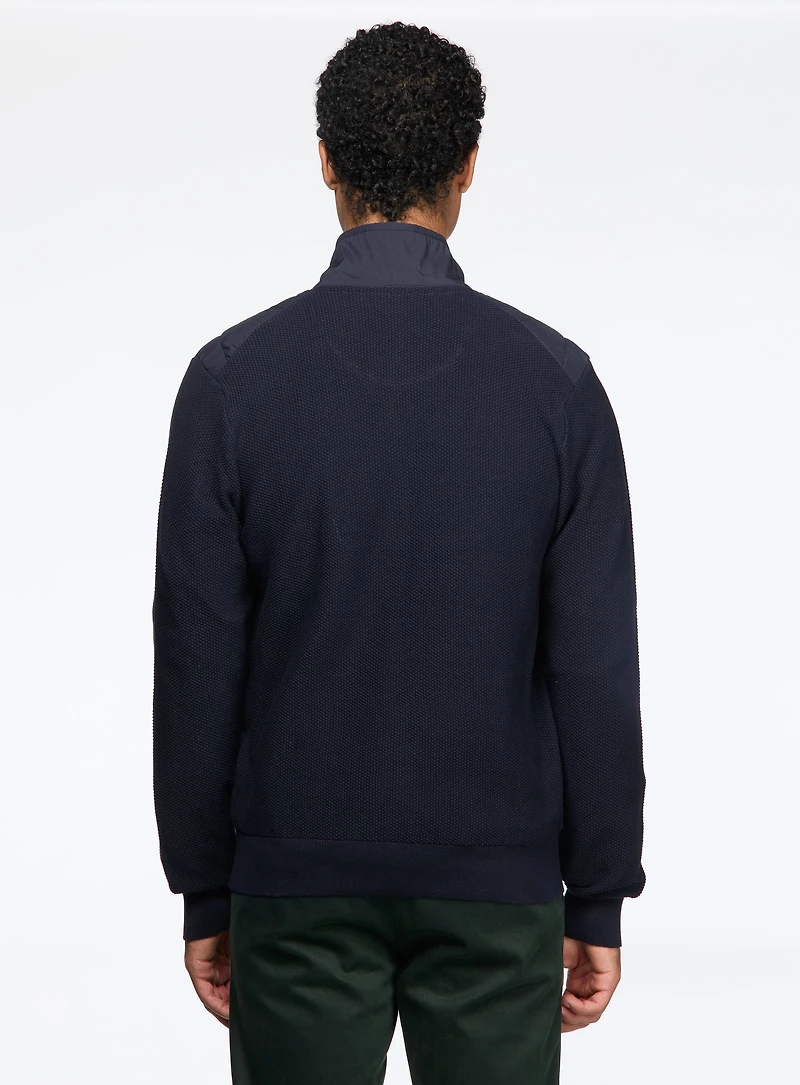 Navy Quilted Cardigan