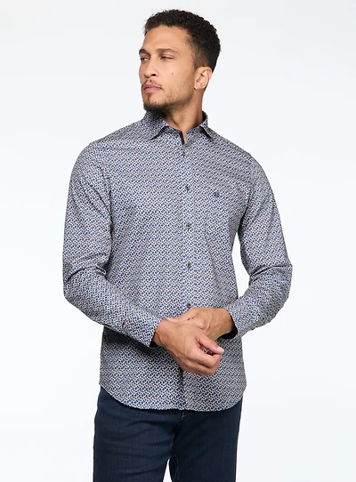 Chemise beige à motif diamants