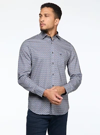 Chemise beige à motif diamants