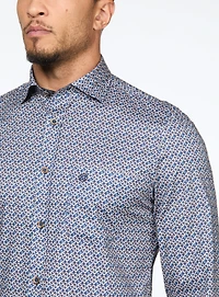 Chemise beige à motif diamants