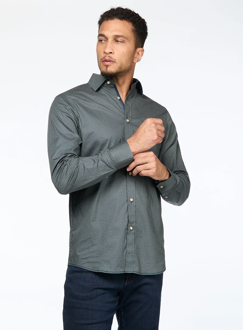 Chemise verte à motif géométrique