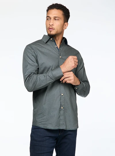 Chemise verte à motif géométrique