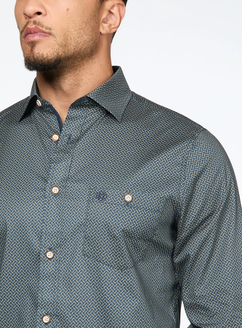 Chemise verte à motif géométrique