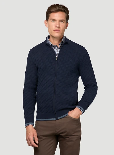 Navy Stand-Up Collar Cardigan