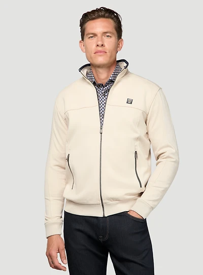 Beige Stand-Up Collar Cardigan